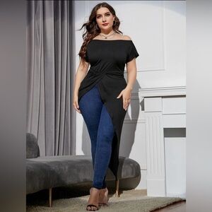 Plus Off Shoulder Asymmetrical Hem Tee NEVER WORN